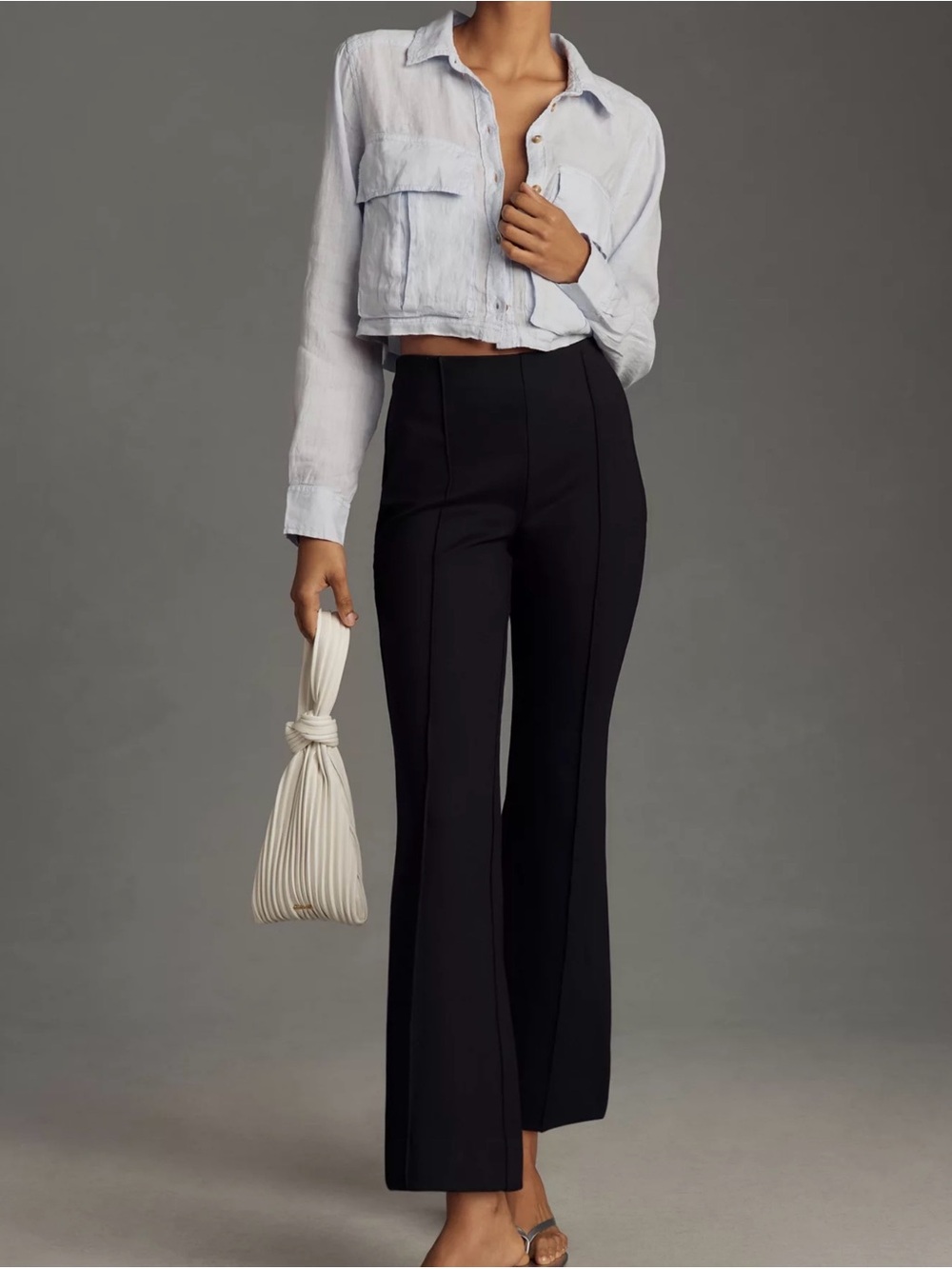 High-Rise Black Flared Dress Pants - Sleek Everyday Tailored Fit Size Small
